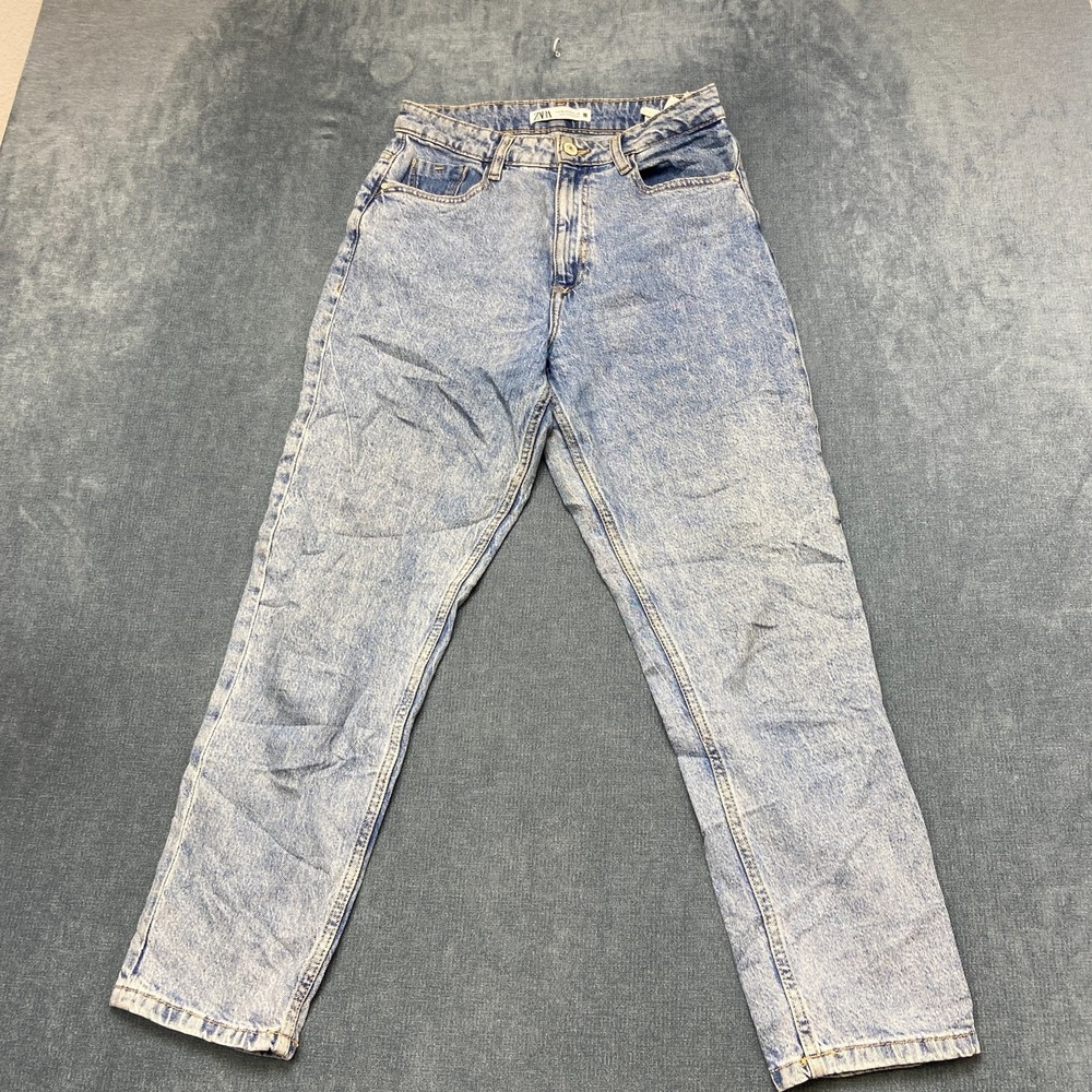 Zara Jeans Womens 6 Blue Denim Cotton Stretch Light Wash Mid Rise 5 Pockets